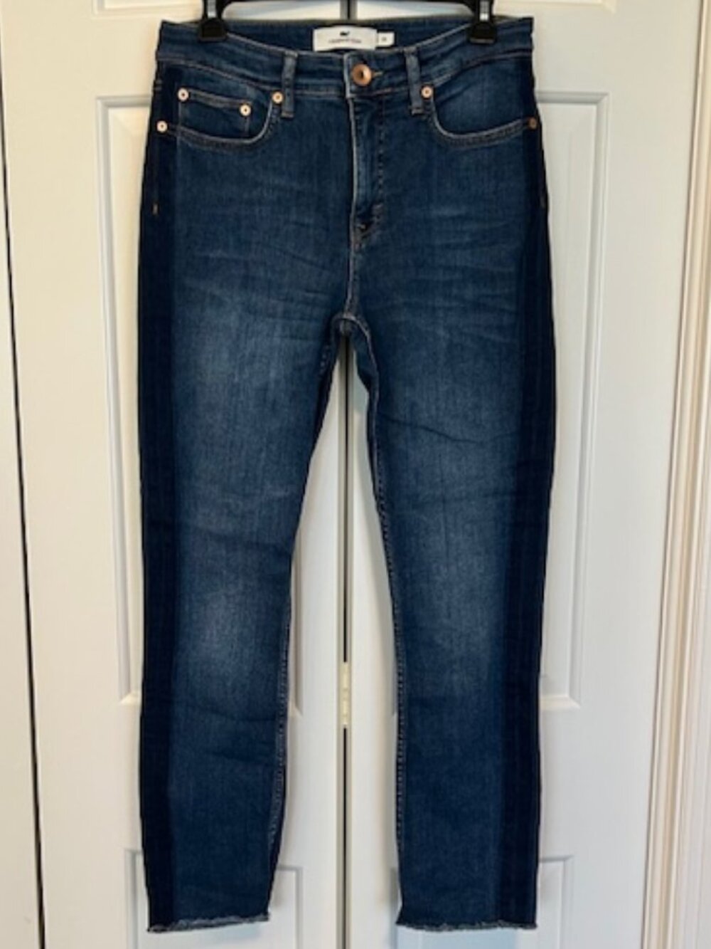 Vineyard Vines Jamie High Rise Two-Tone Straight Crop Jeans | Size 28